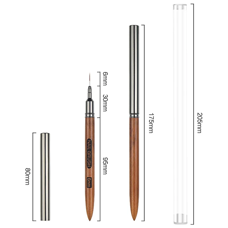 Brosse à ongles avec manche en bois, 1 pièce, pour Gel, revêtement pour Nail Art, peinture à la main, lignes de dessin, stylo de peinture de fleurs à rayures, Gel UV, Salon de manucure