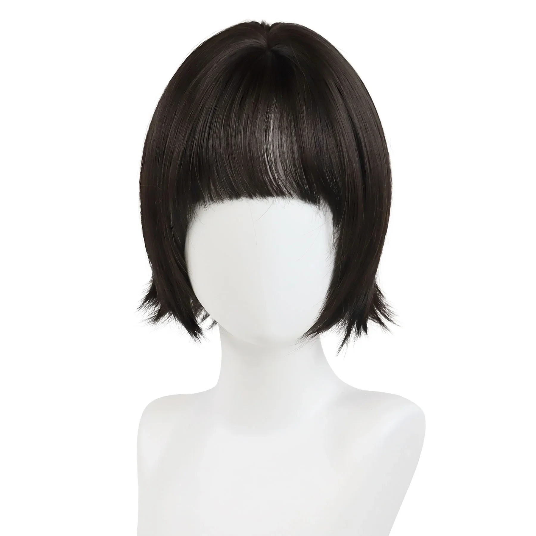 Synthetic Wig Dark Brown Wig Short Curly Hair Wigs for Women Halloween Costume Wigs Heat Friendly Natural Black Mavis Cosplay