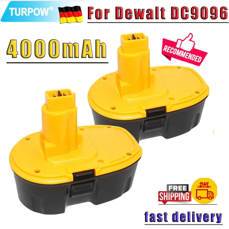 Turpow 18V 4000mAh Ni-MH Power Tool for Dewalt DC9096 DE9039 DE9095 DW9098 DE9503 DW9096 Rechargeable Replacement Battery