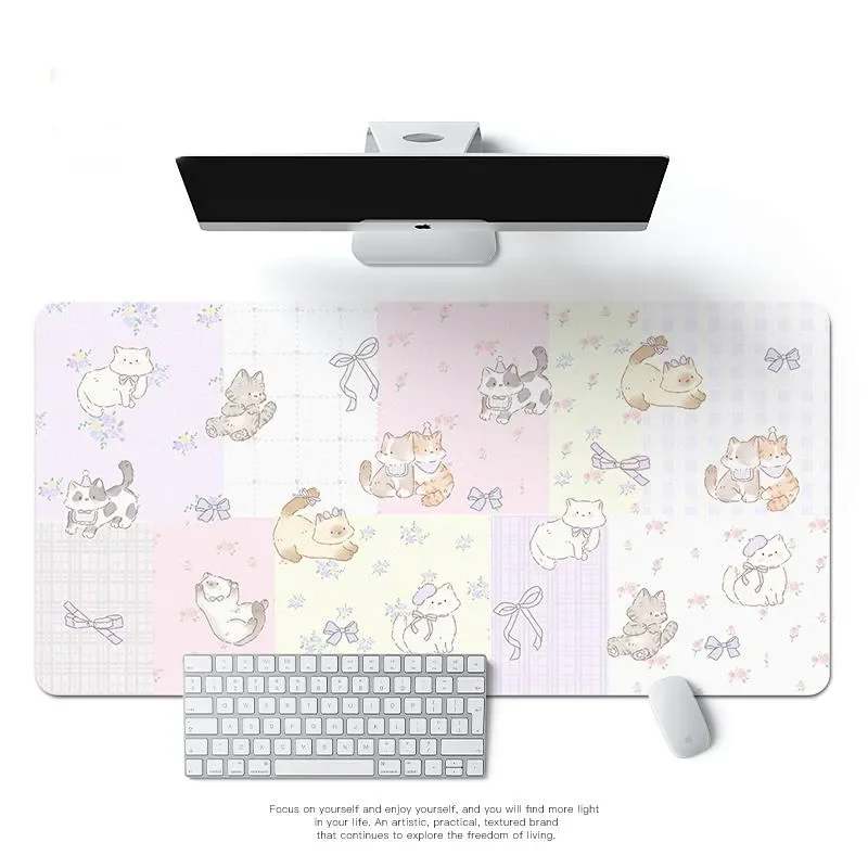 PU Leather Mousepad Cute Kitten Puppy Office Desk Mat Computer Speed Type Carpet Mat Player Laptop Keyboard Cartoon Mouse Pad