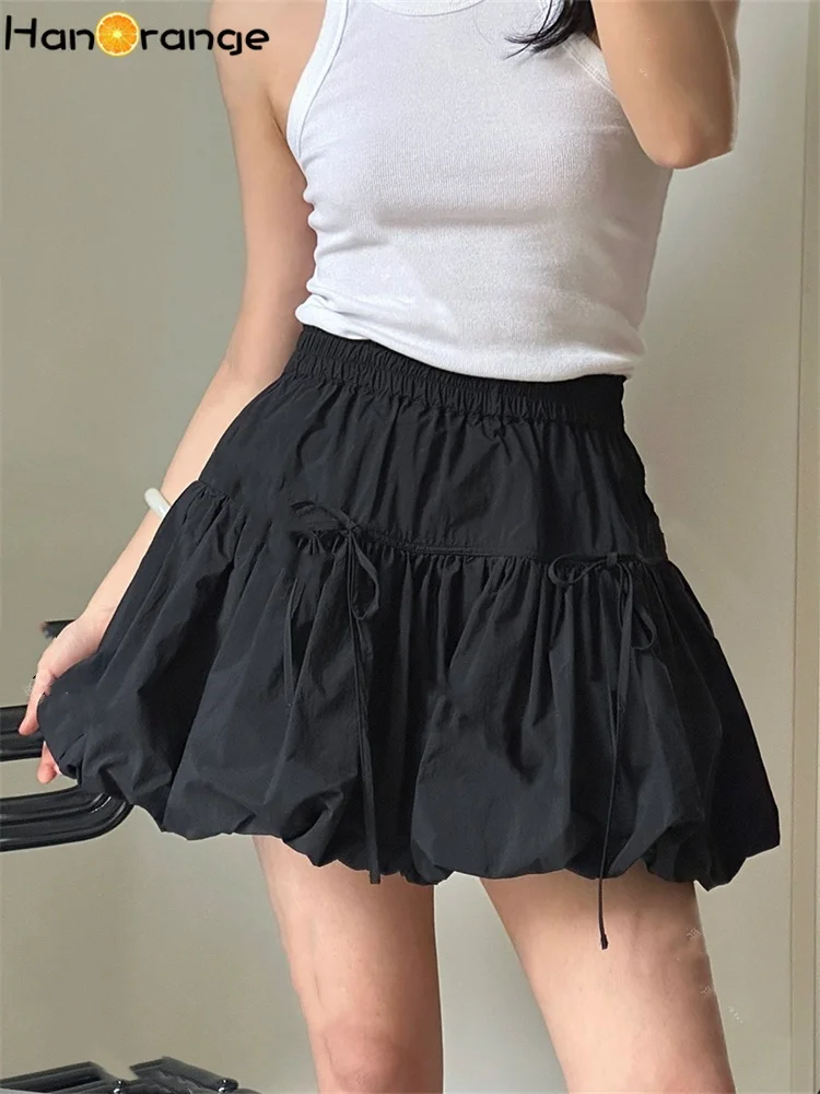 HanOrange 2025 Spring Outdoor Bud Short Skirt Lightweight Casual Mini Skirt Black/Gray Purple