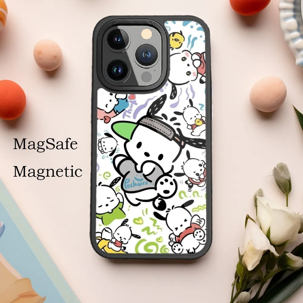 MINISO P-Pochacco Phone Case For iPhone 15 14 13 12 11 Pro Max Plus Magnetic for Macsafe Cases Cover