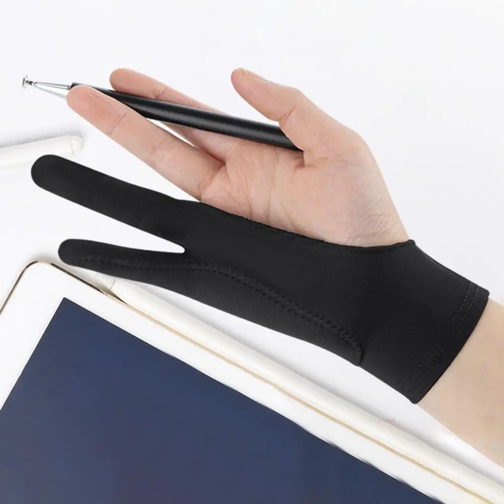 Drawing Gloves Breathable Anti-mistouch Function Gloves Stretchy Protect Screen with Two Finger Three-layered Sketching Gloves