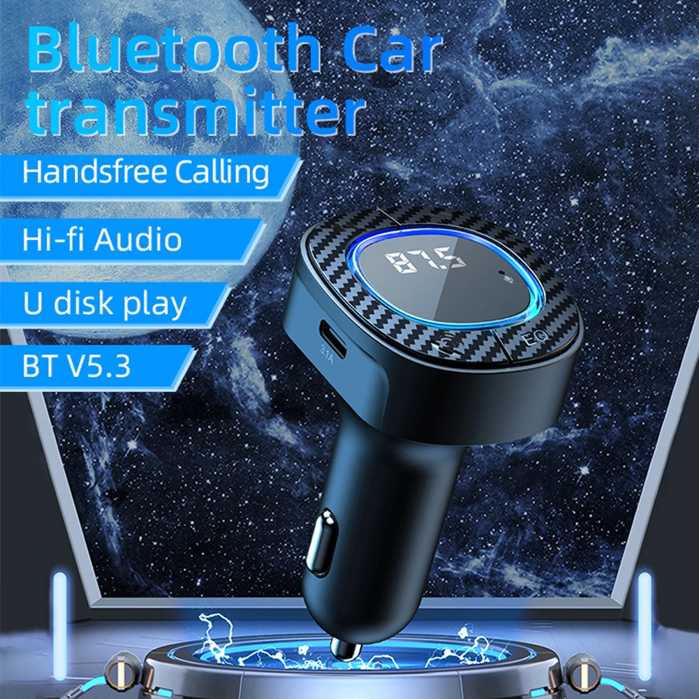 

Handsfree Call Car Charger FM Transmitter With Light Dual USB Port Charger Mp3 Audio Music Stereo Adapter For All Smartphones