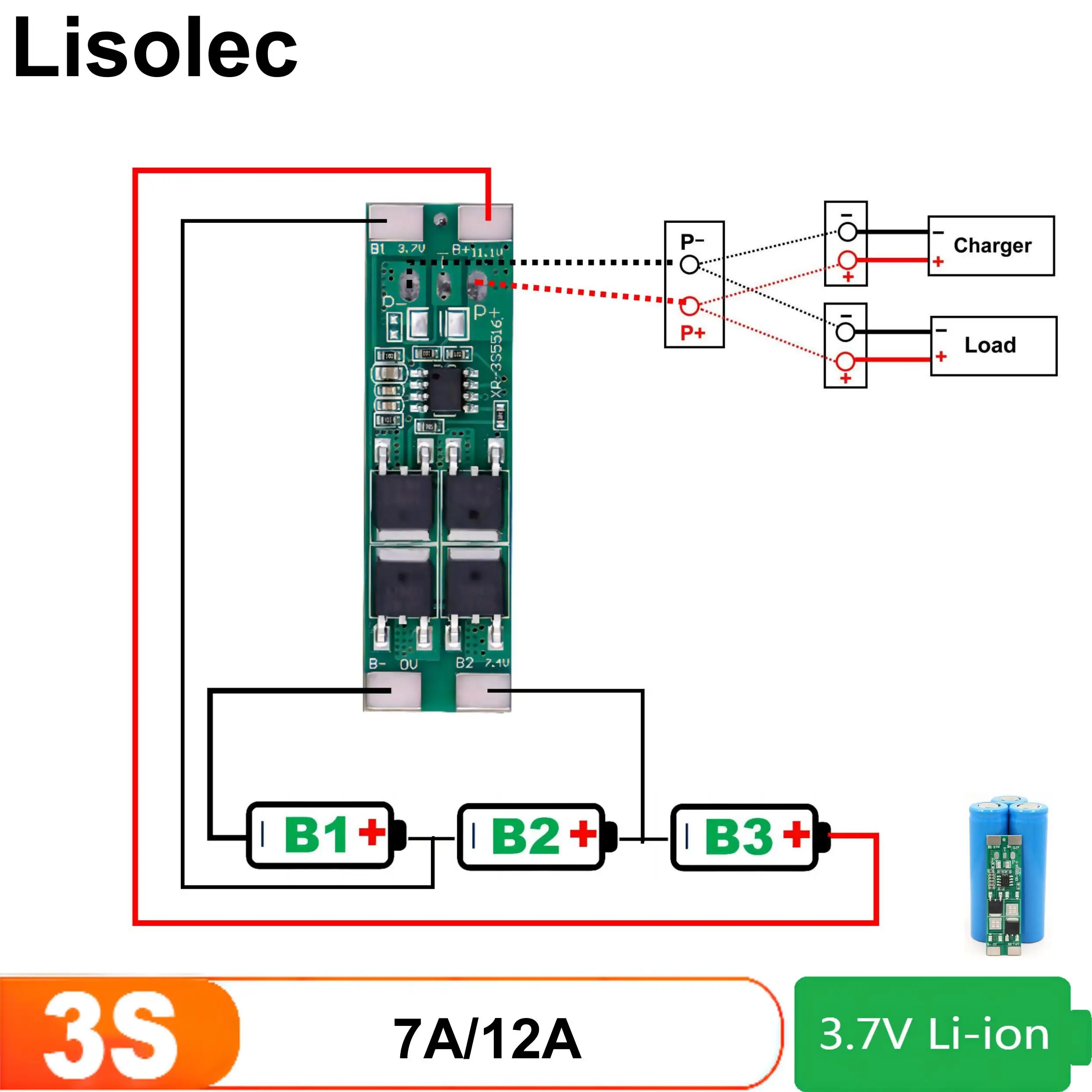 Placa de carga Bms 3s, placa de protección de batería de litio 18650 Lipo, módulo de carga para herramienta de Motor de taladro, 12V, 5A, 10A, 20A, 30A