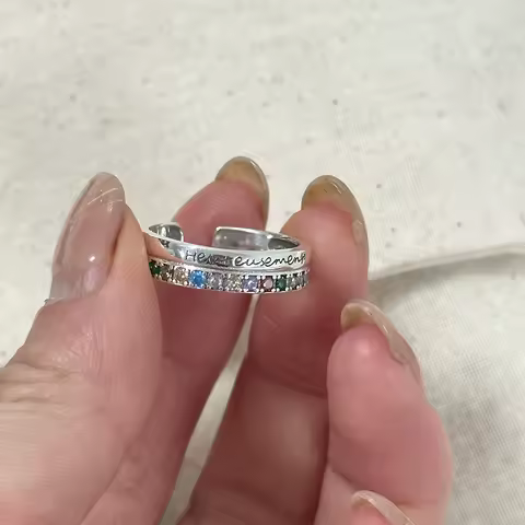 925 Sterling Silver Rings For Women Bilayer Colour Zircon Adjustable Ring Vintage Luxury Jewelry Accessories Wholesale Jewellery