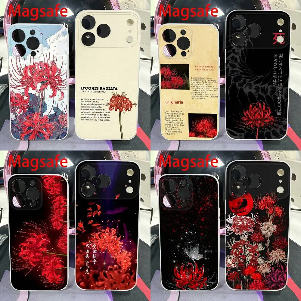 

Tokyo Red Spider Lily Flower Phone Case For iPhone 14,16,15,11,13,17,12,Air,Mini,Plus,E,Pro,Max Magnetic Magsafe Frosted Cover
