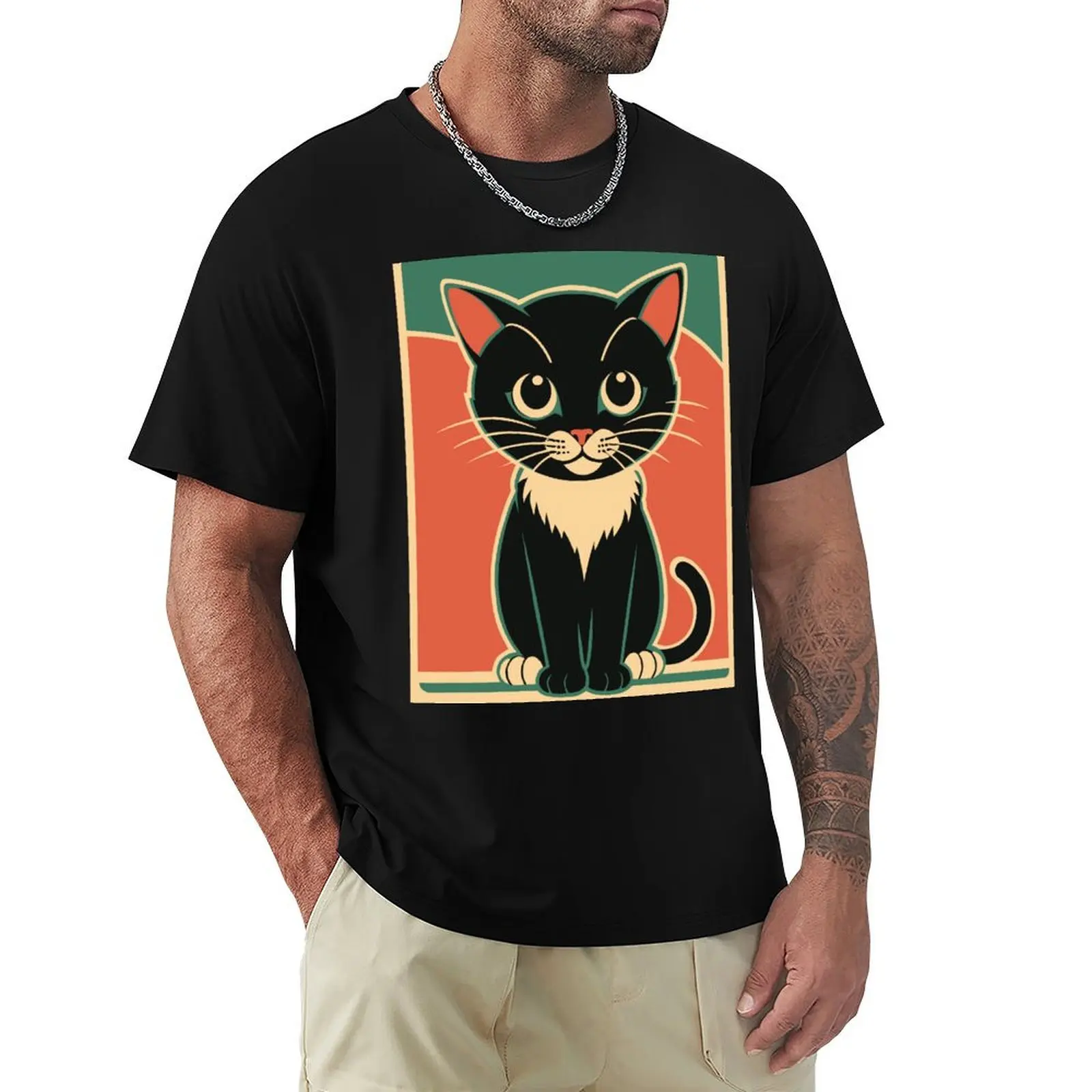 

Tuxedo Cat - Chic Chat Créations Ref.016 T-Shirt Casual Pattern Print Tee Shirt
