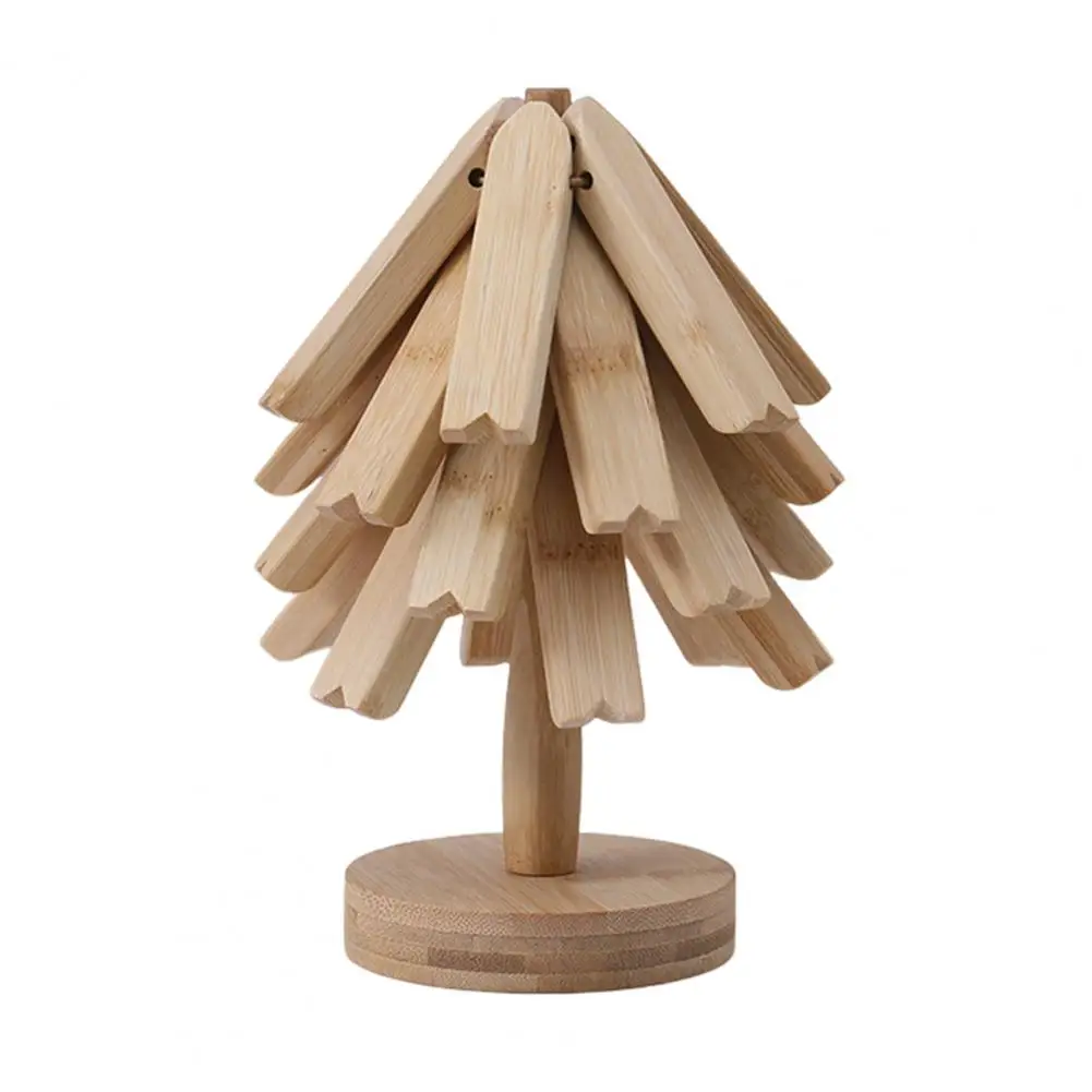 Platos de madera para ollas calientes, almohadillas calientes de madera hechas a mano, juego de salvamanteles de madera con diseño en forma de árbol para platos calientes para cocina