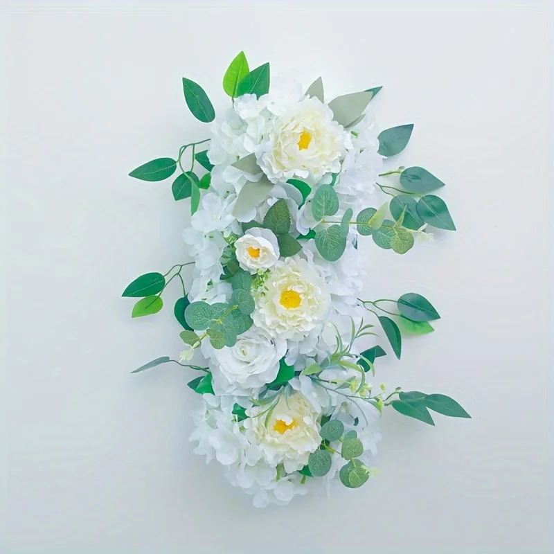 Artificial White Rose Hydrangea Decorative Flowers Wall Row For Wedding DIY Decoration Arrangement Supplies