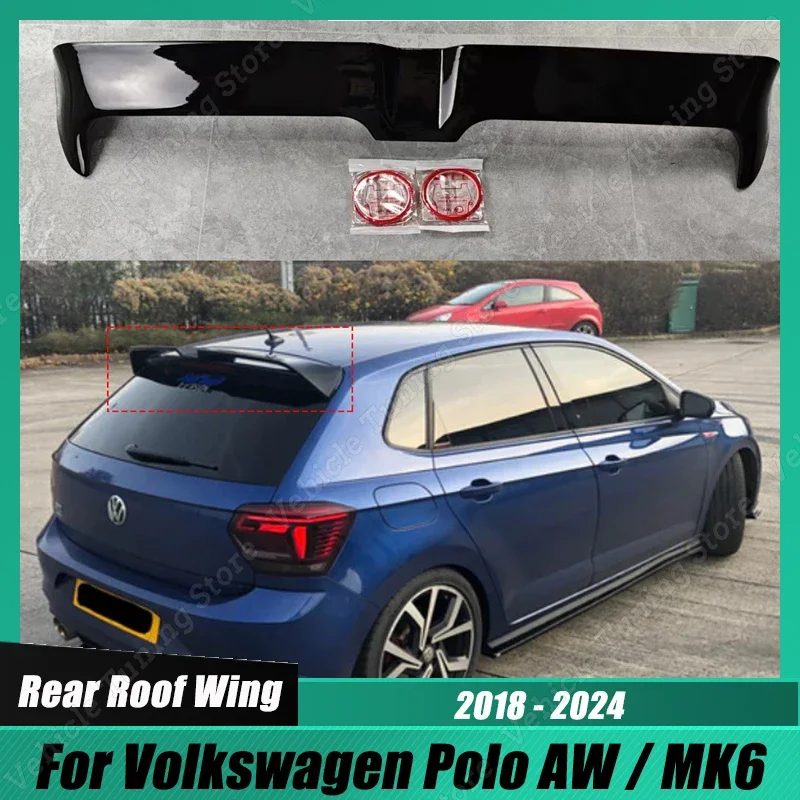 

For Volkswagen Polo AW / MK6 2018-2024 Hatchback Car Rear Spoiler Lip Splitter Wing Accessories Oettinger Style Roof Spoiler ABS