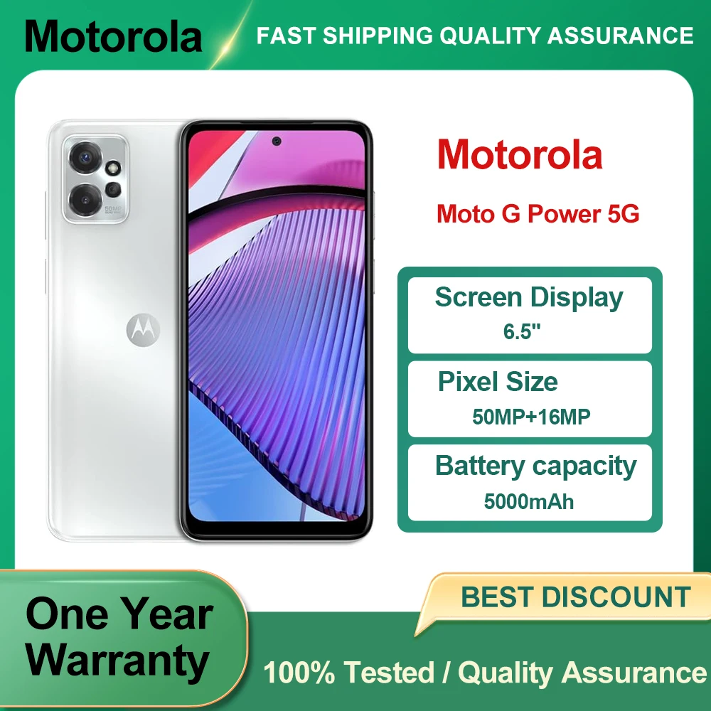 هاتف ذكي أصلي مستعمل Motorola Moto G Power 5G (2023) XT2311 CPU Mediatek Dimensity 930 6.5 بوصة بصمة أندرويد 13