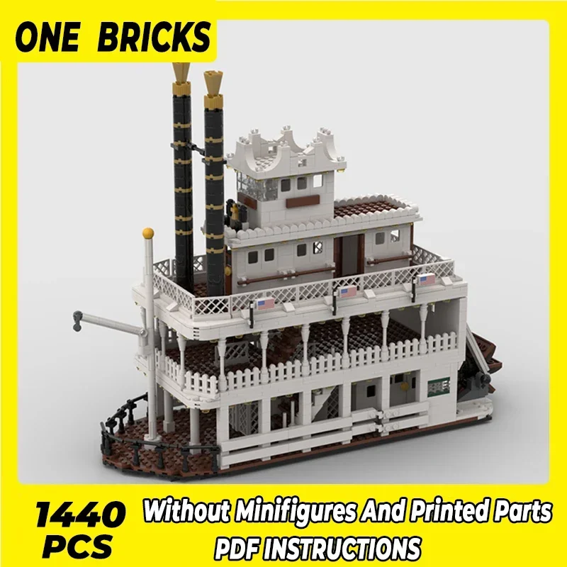 

Moc Building Blocks Ship Series Western Paddle Steamer Technical Bricks DIY Assembly Construction Toys For Childr Holiday Gifts