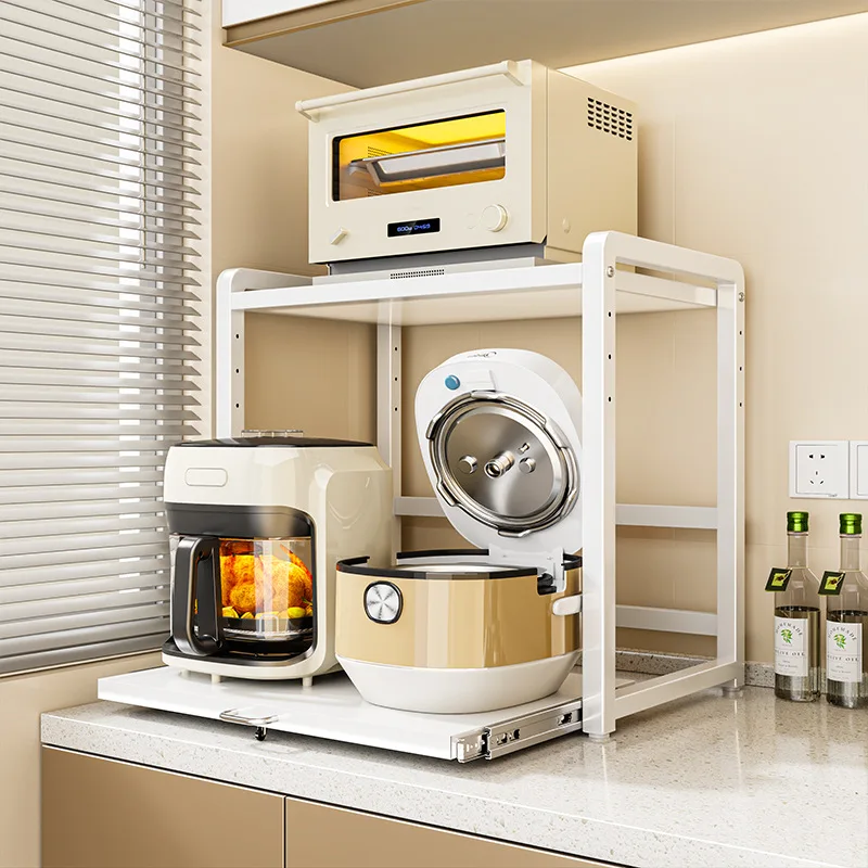 Durable Kitchen Household Microwave Oven Pull-out Shelf Seasoning Rack Multifunctional Appliance Oven Rice Cooker Storage Rack