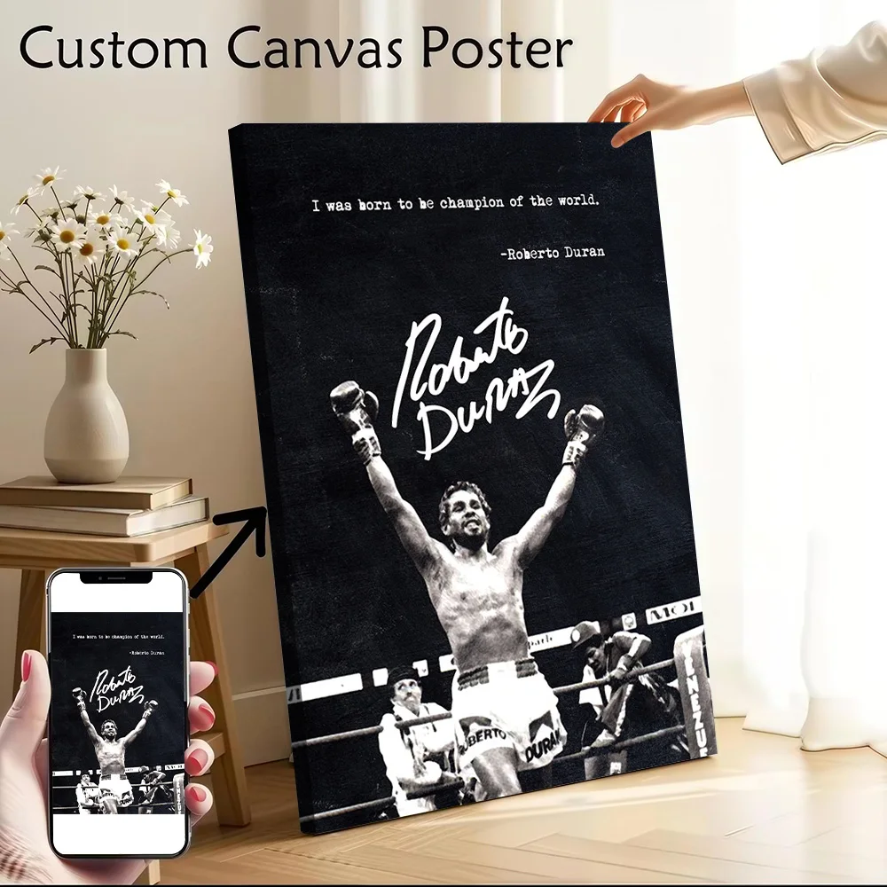 Roberto Duran Boxing Canvas Poster Wall Art Customizable High Quality Printed Picture for Modern Home Decorations Painting Mural