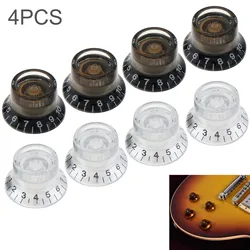 4pcs Top Hat Speed Volume Tone Control Knobs Fit for LP Style Electric Guitar Black Silver Guitar Replacement Set