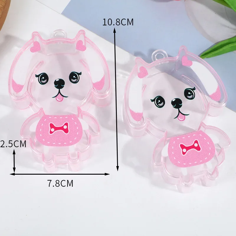 Portable Mini Transparent Cartoon Animal Shape Jewelry Storage Box Lovely Girl Heart Cosmetic Organizer Office Desktop Organizer