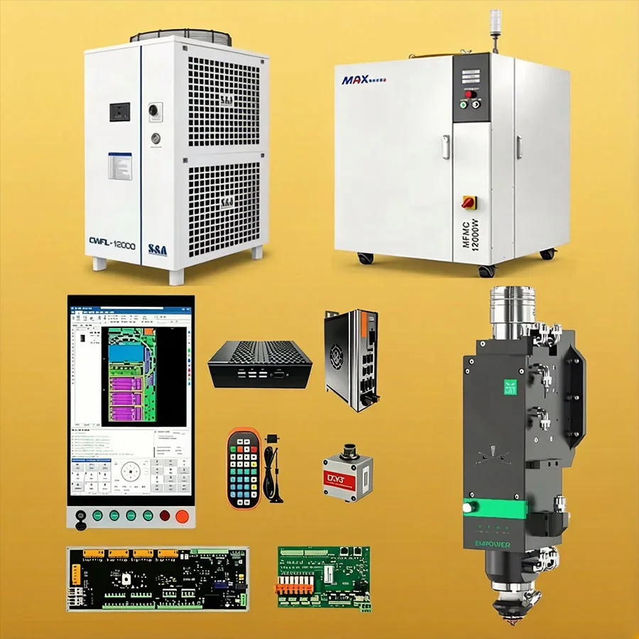 12KW 2-in-1 Ray Tool BS12K-CAT Laser Cutting Head XC6000PLUS Raycus RFL-C12000S-CE/MAX MFSC-12000 Chiller 12000W