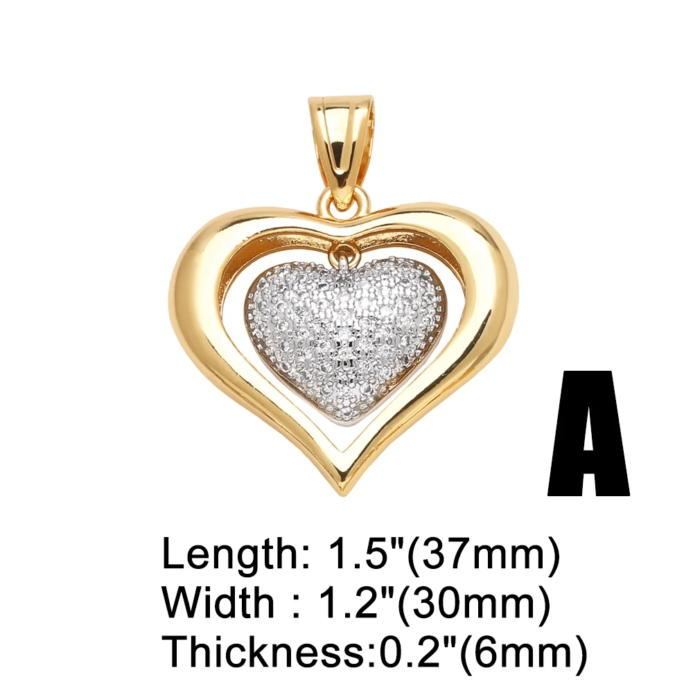 OCESRIO Trendy White Mini Crystal Heart Pendant for Necklaces Copper Gold Plated Handmade Jewelry Making Component pdtb728