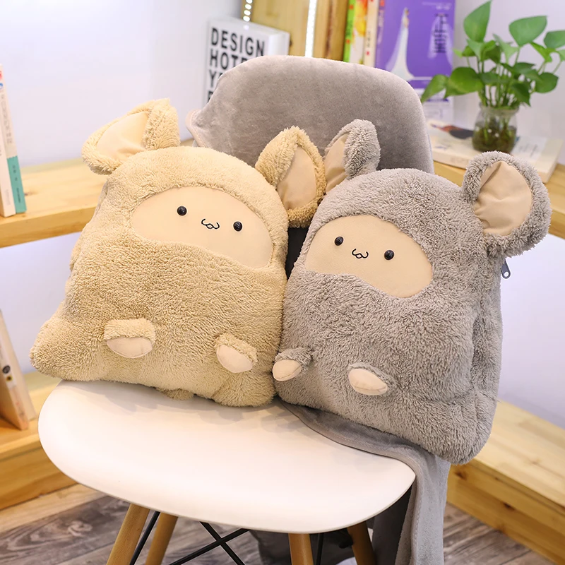 

Candice guo cute plush toy lovely cartoon animal kaka rat mouse fang bear soft cushion warm blanket birthday Christmas gift 1pc