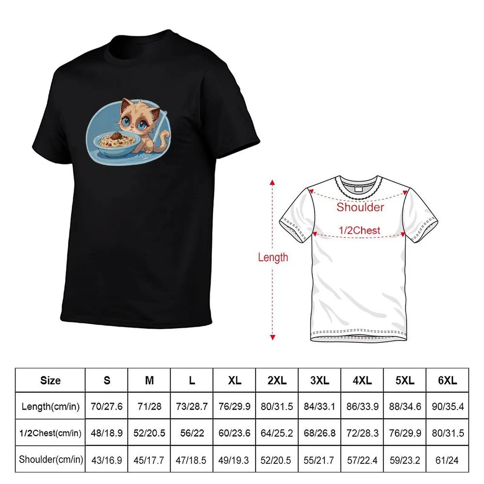 Cute Siamese Cat with Pasta Bowl – Kawaii Noodle Sticker for Food Lovers T-Shirt tees mens t shirts pack