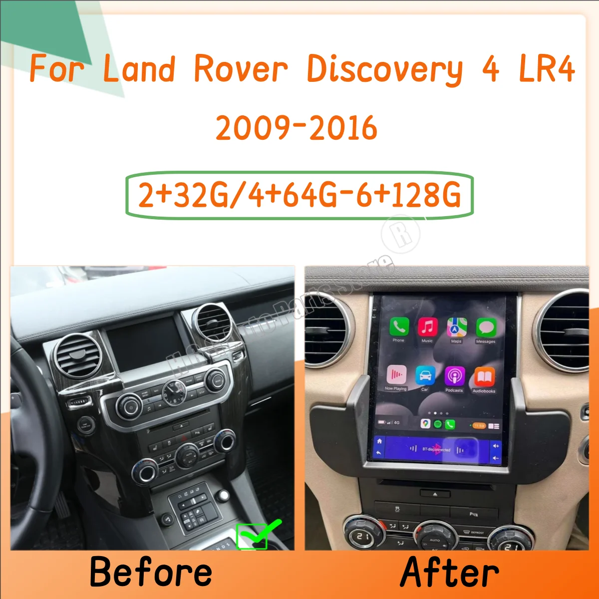 Android 14 Touch Screen Car Radio For Land Rover Discovery 4 LR4 2009 2016 CarPlay GPS Navigation Car Stereo Climate LCD Screen