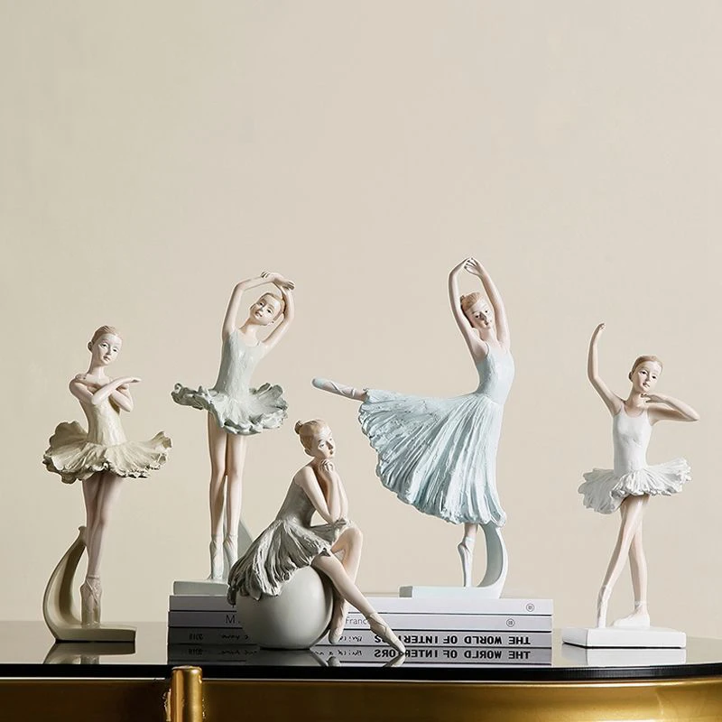 

Nordic Creative Ballet Dance Girl Character Resin Ornament Home Porch TV Cabinet Figurines Crafts Office Desktop Sculpture Decor