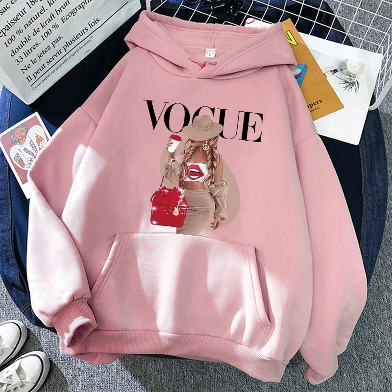 

Autumn Winter Cotton Hoodie Fashion Magazine Printed Fleece Women's Hooded Pullover Sweatshirt Men Women Clothing Free Shipping