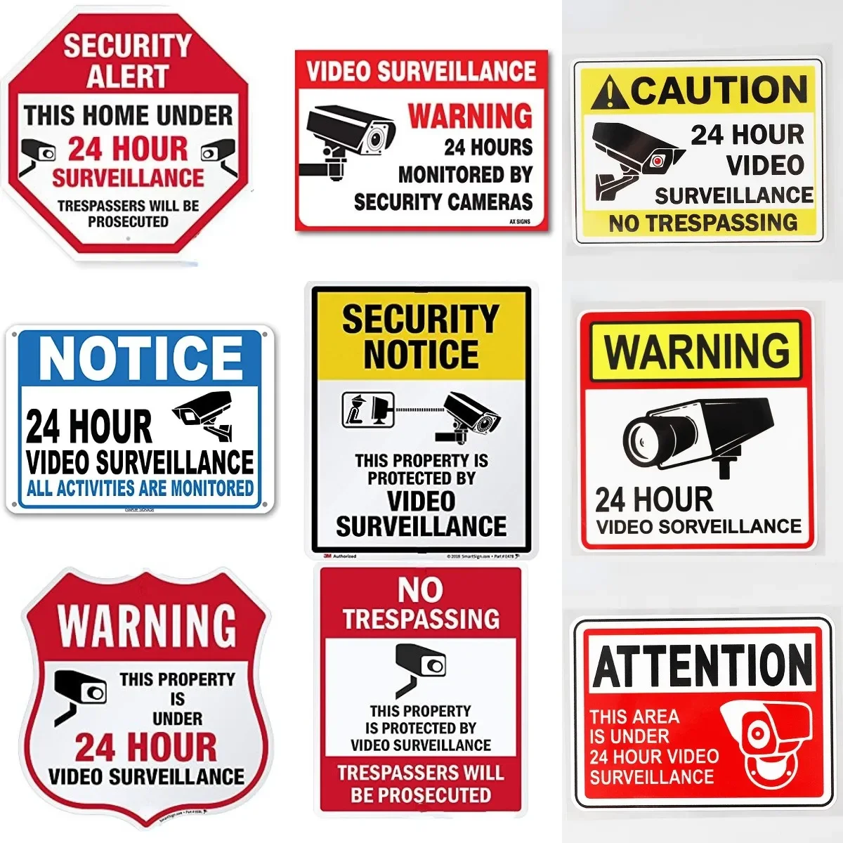 

24 Hours Surveillance Warning Sign Sticker Laptop Motorcycle Window Car Wall Room Truck Decals Customizable