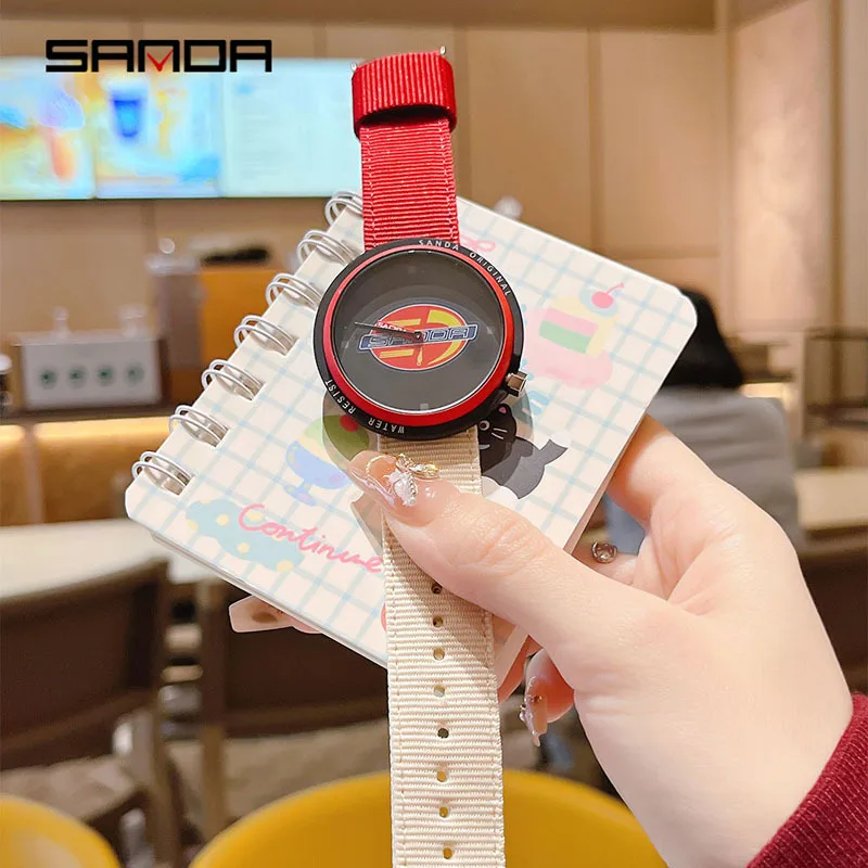 SANDA 3202 Trendy Student Quartz Watch 5ATM Waterproof Silent Timekeeping Large Dial Youthful Vitality Simple Daily Versatile