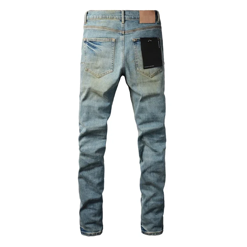 Purples Jeans 2024 Men denim pants distressed slim fitting paint Fashion brand Repair Low Rise Skinny Denim pants