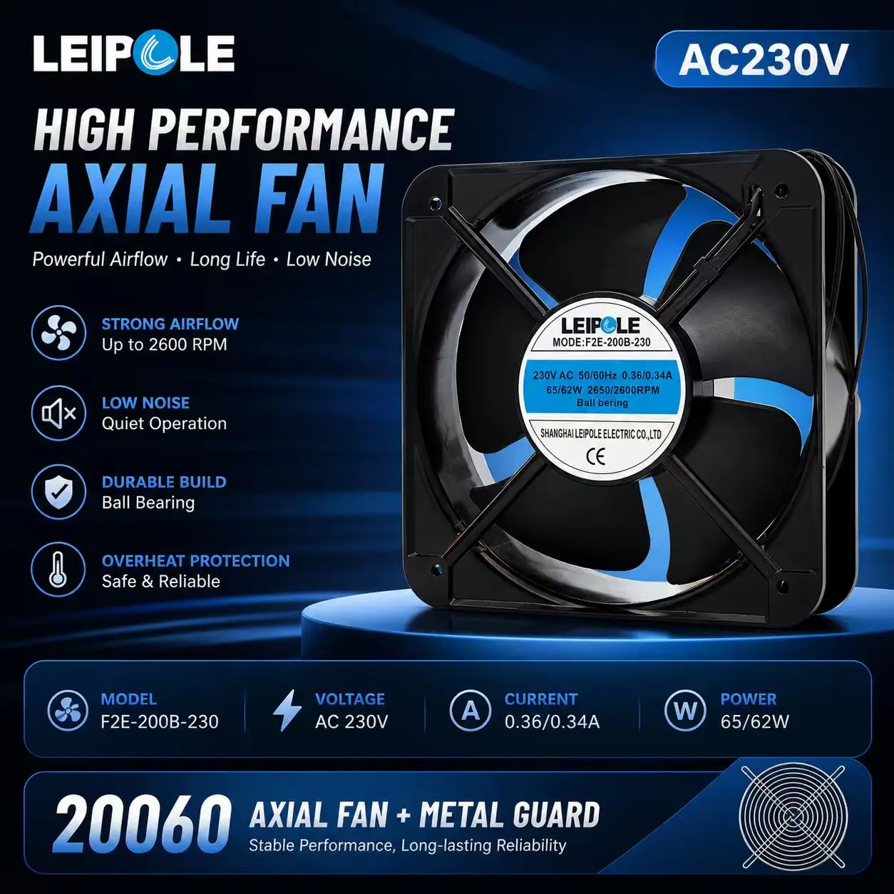 slider-f2e-200b-230-fan-ac-220v-230v-200mm-65w-dual-ball-bearing-heavy-duty-industrial-electrical-cabinet-exhaust-cooling-cooler