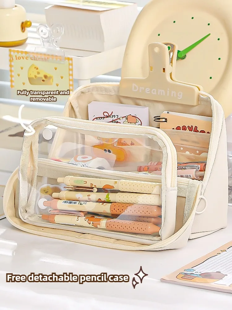 9-lagiges, doppelseitiges, abnehmbares Stiftetui mit großer Kapazität, einfache dreidimensionale Flip-Briefpapiertasche, multifunktionale Aufbewahrungstasche – Detail 4