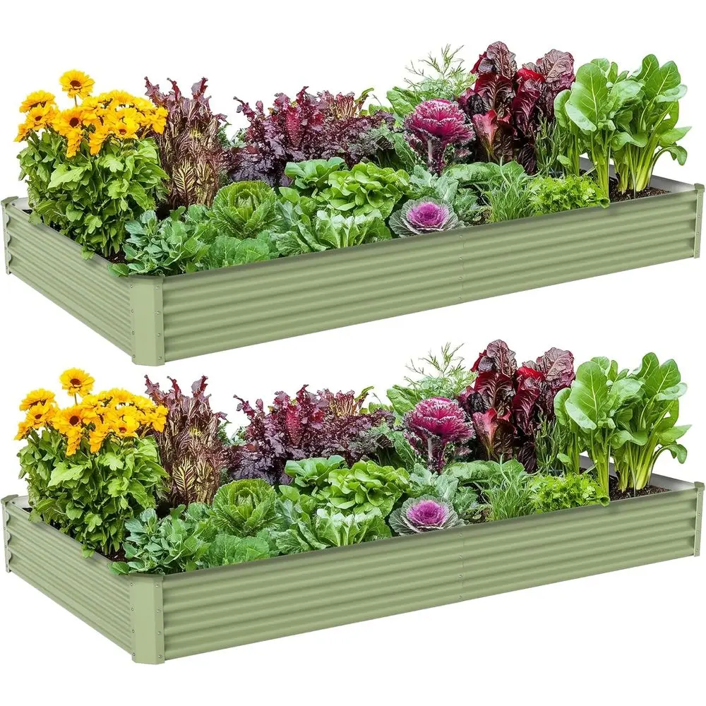 

Комплект из 2 оцинкованных металлических приподнятых грядок 8x4x1 фут (2,4x1,2x0,3 м) для выращивания овощей на открытом воздухе - зеленые