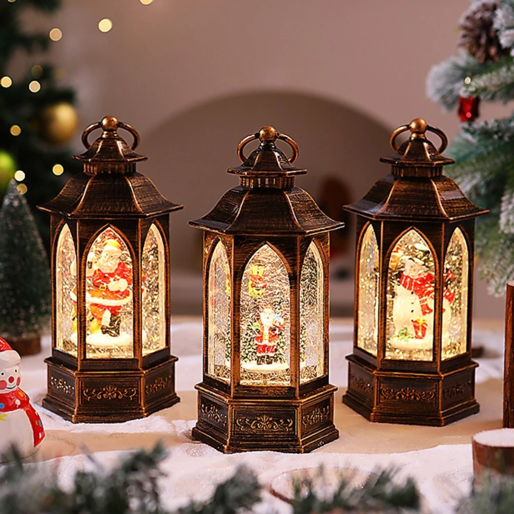 Christmas Snow Lights Decorative Lights Table Ornaments Santa Claus Hexagonal Music Box Scene Arrangement Christmas Gifts view 3