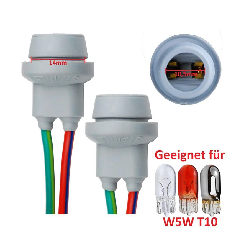 HOT-2X T10 Socket W5W Adapter Soft Rubber Light Lamp Holder Car Accessories Male To Female Wire Connector With Cable,2X T10 Sock