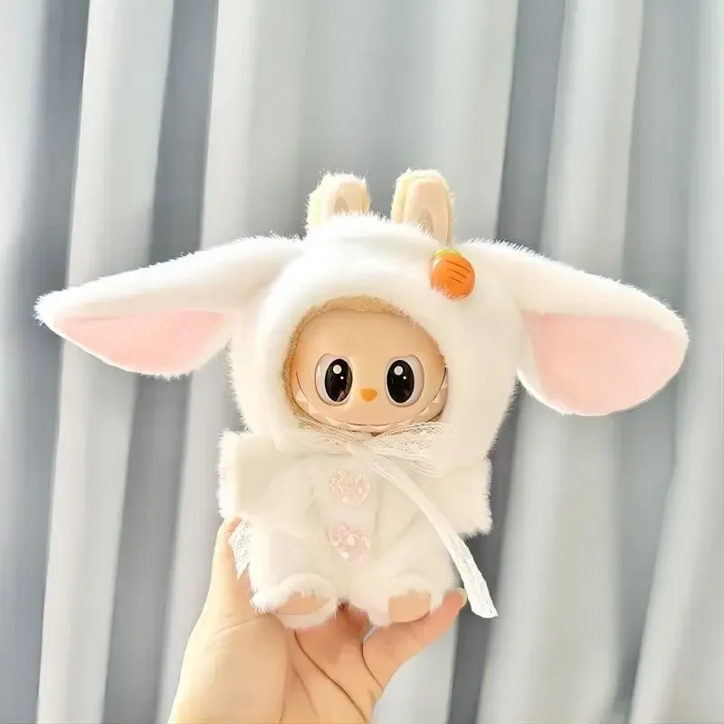 

Labubu I II Idool Poppen Konijn Zitten Одежда для кормления 17 см Мини-пуш Poppenkleertjes Wit Konijn Комбинезон Аксессуары