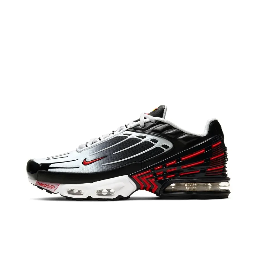 Nike-zapatillas Nike Air Max Plus 3 originales para hombre, zapatillas bajas para correr, cómodas zapatillas informales con absorción de impacto, color rojo y negro