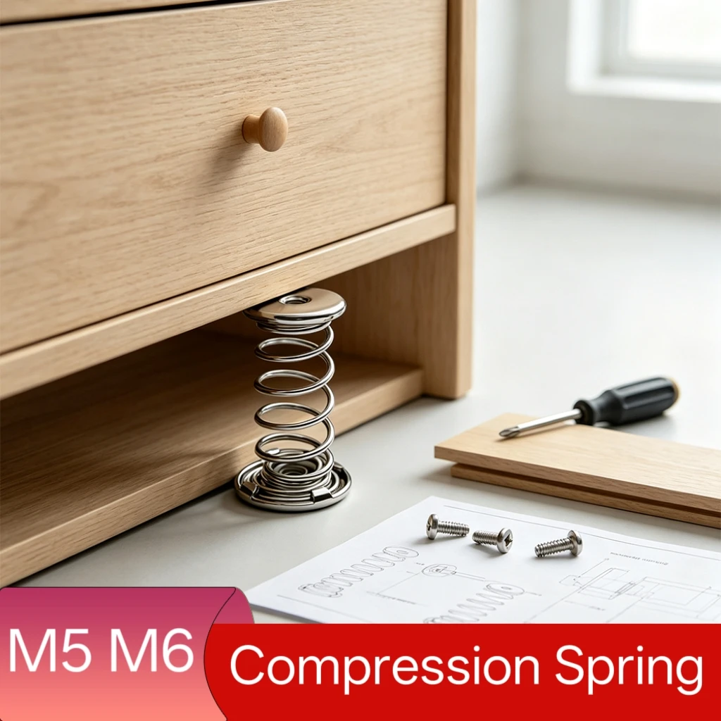 Spring Steel M5 M6 Threaded Compression Shock Absorber Vibration Damping Spring For Packaging Machine 38-56mm