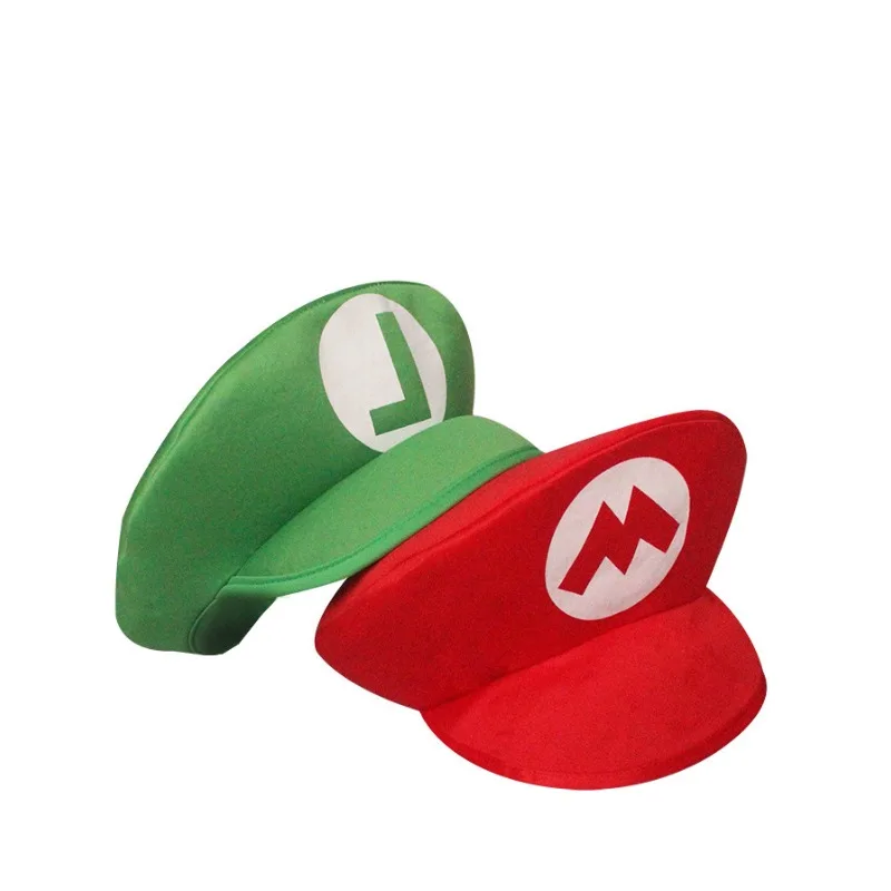 Super Mario Bros cappello da gioco di ruolo Mario Cute Cartoon Creative Cosplay Visor Cap Luigi Halloween Dress Up Hat guanti Set barba