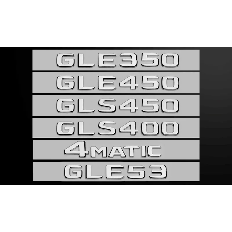 

3D ABS Letters Car Stickers For Mercedes Benz GLE53 GLE350 GLE450 GLE500 GLS450 GLS500 Rear Trunk Emblem Badge Logo Accessories