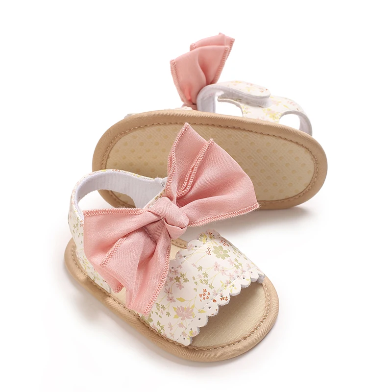 Infant Pre-Walker Shoes 0-1Year Baby Girls Bow Sandals Korean Fashion Soft Bottom Summer Beach Daily Shoes
