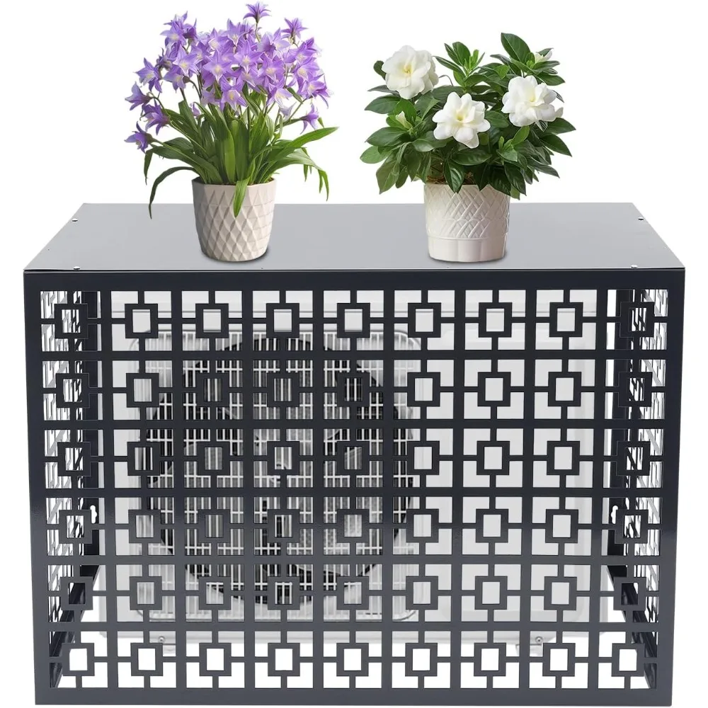 エアコンフェンス 43.31×31.5インチ 高さ4パネル アルミ合金製プライバシースクリーン 屋外プール設備囲い（O用）