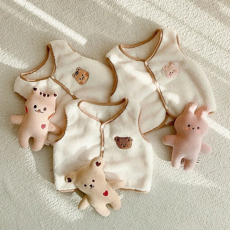 

Cute Baby Vest for Kids 6-24Month Boys Girls Winter Clothes Thicken Thermal Children Vest Soft Plush Waistcoat Outer Coat