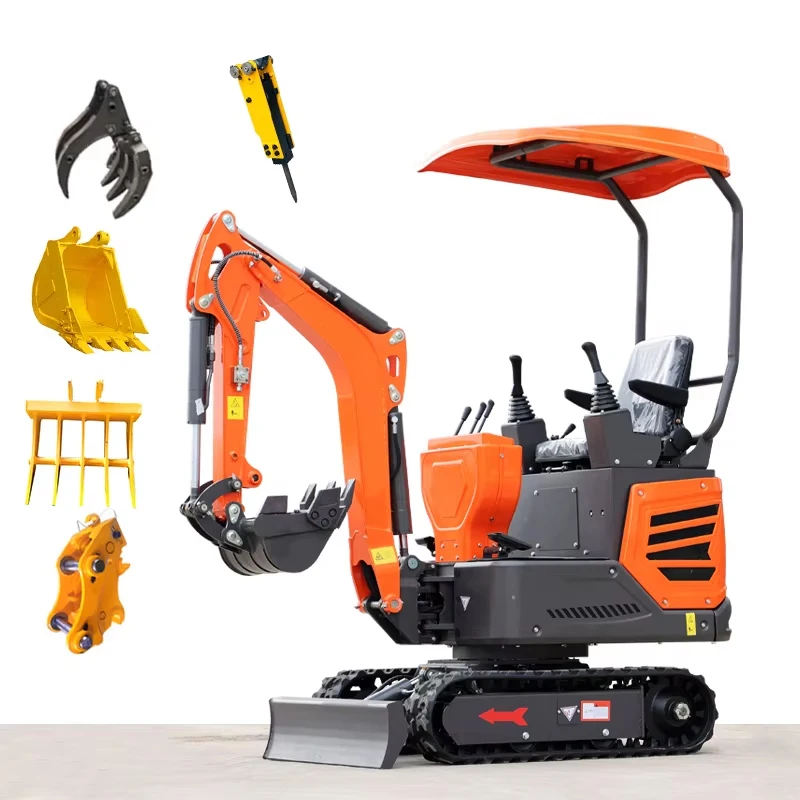 Escavadeira De Rastos Pequena, Trencher De Uso Agrícola, Mini Digger, Design Personalizado, Alta Qualidade, Euro 5, EPA, 1,2 Tonelada, 1 Tonelada, Novo Design