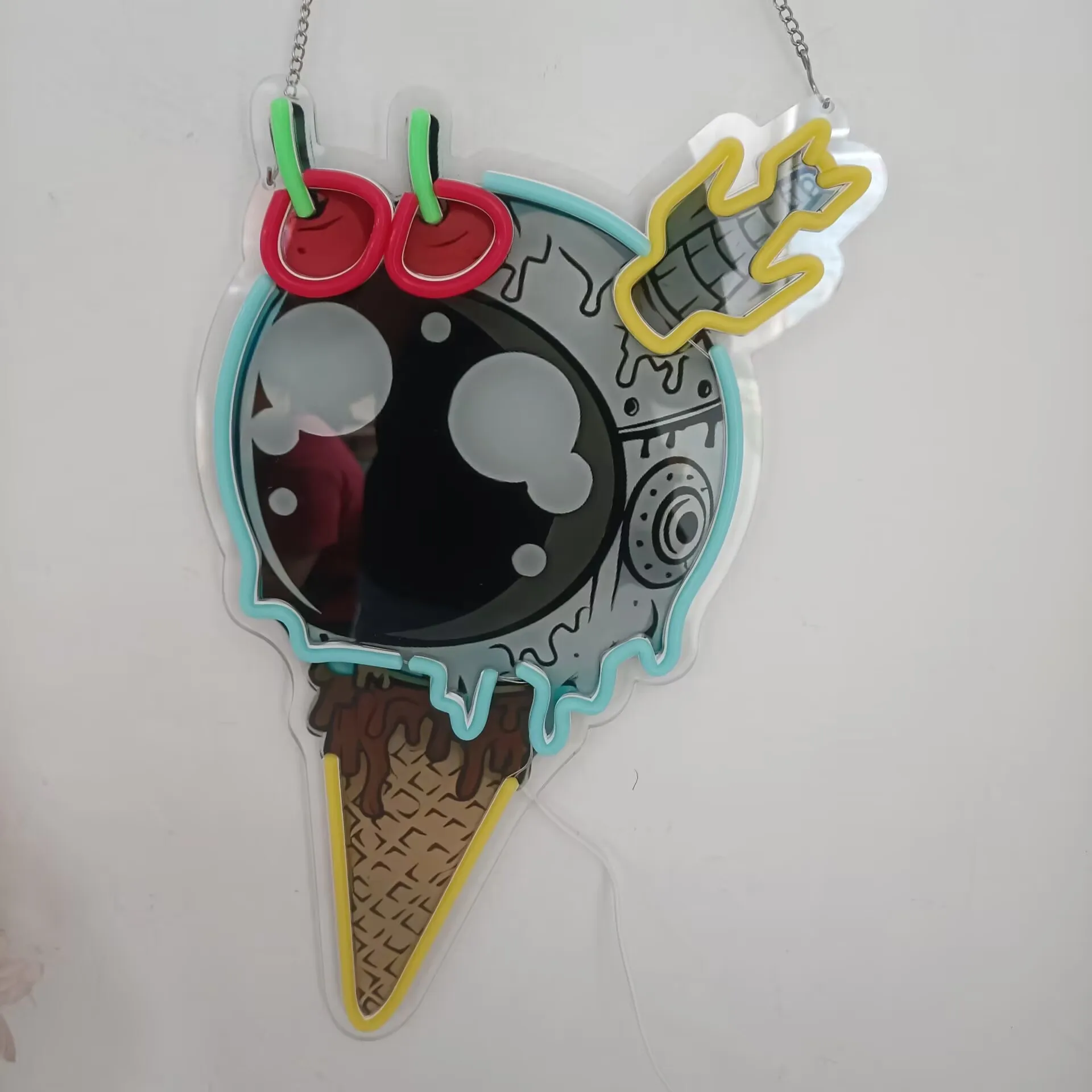 الميكانيكية الرياح الآيس كريم ضوء النيون LED النيون تسجيل USB الطاقة لغرفة النوم غرف معيشة نادي مقهى بار رجل كهف حفلة هدية جدار ديكور