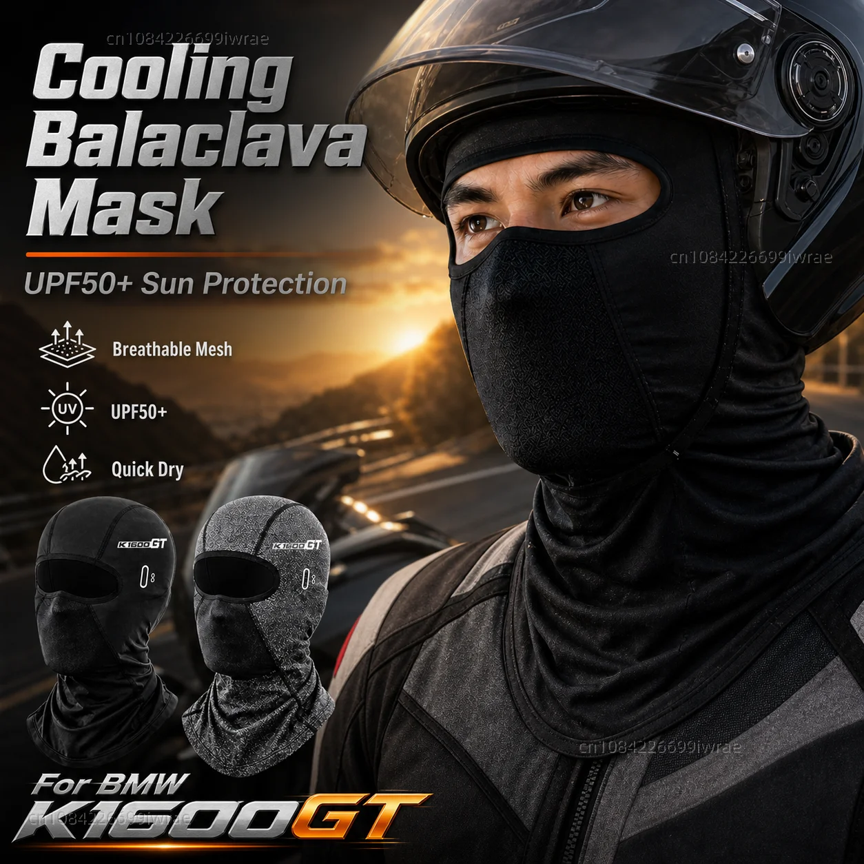 Máscara de balaclava refrescante para motocicleta, protección UV UPF50+, cubierta facial transpirable de verano para BMW K 1600GT K1600 GT K 1600 GT