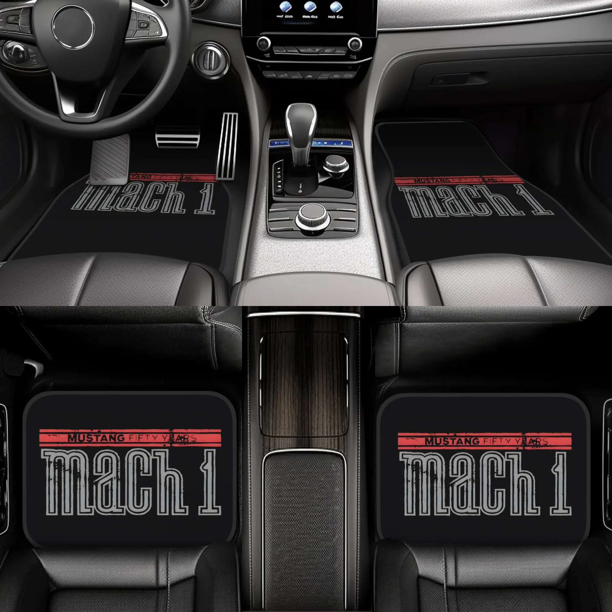 4 piezas compatibles con Ford Mustang Mach 1 50th Anniversary V8 Hotrod, alfombrillas para coche, revestimientos de suelo resistentes para automóvil, duraderos