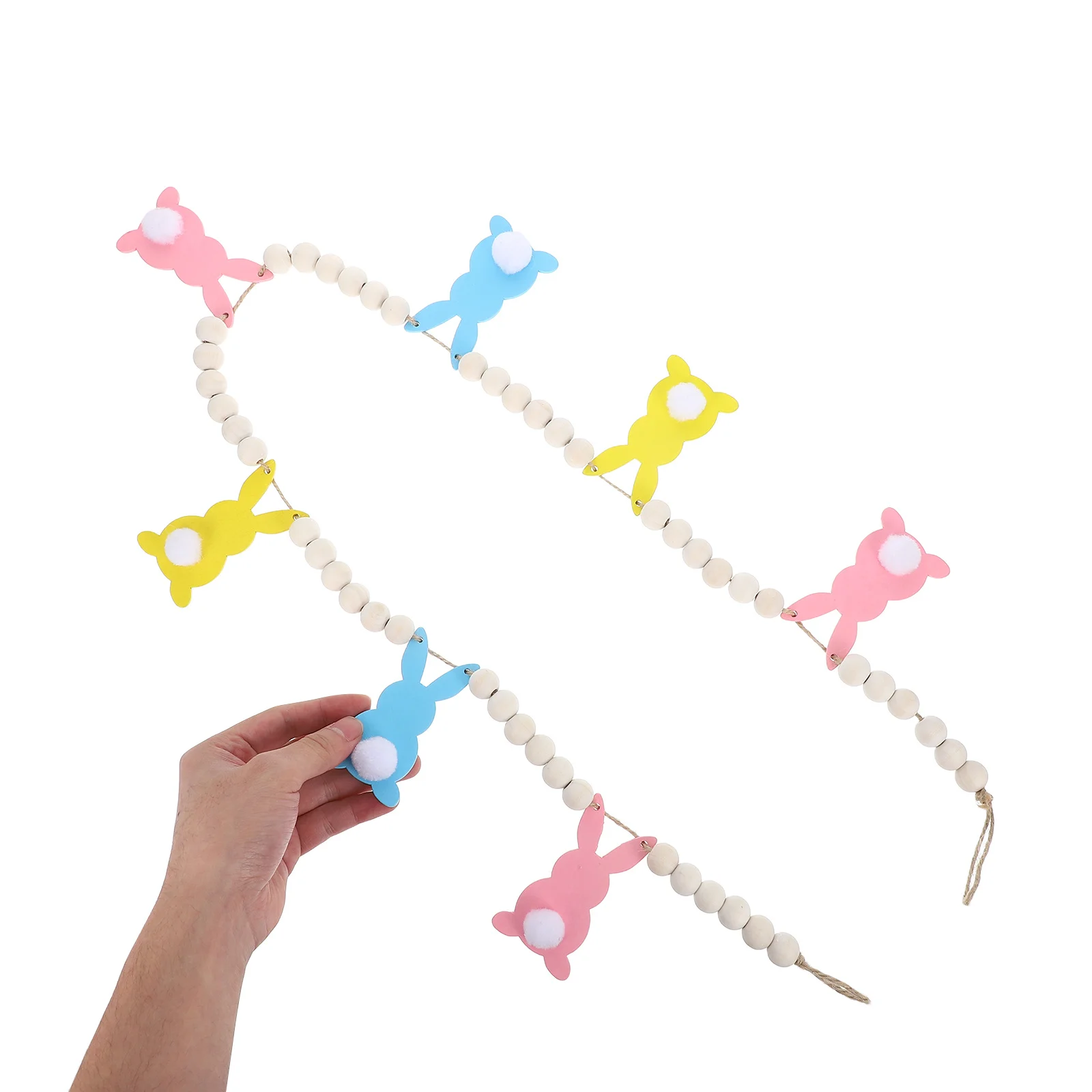 

Bead Banner Easter Hanging Decoration Rustic Wall Decor Easter Party Supplies Garden Decoration Wood Beaded Pendant