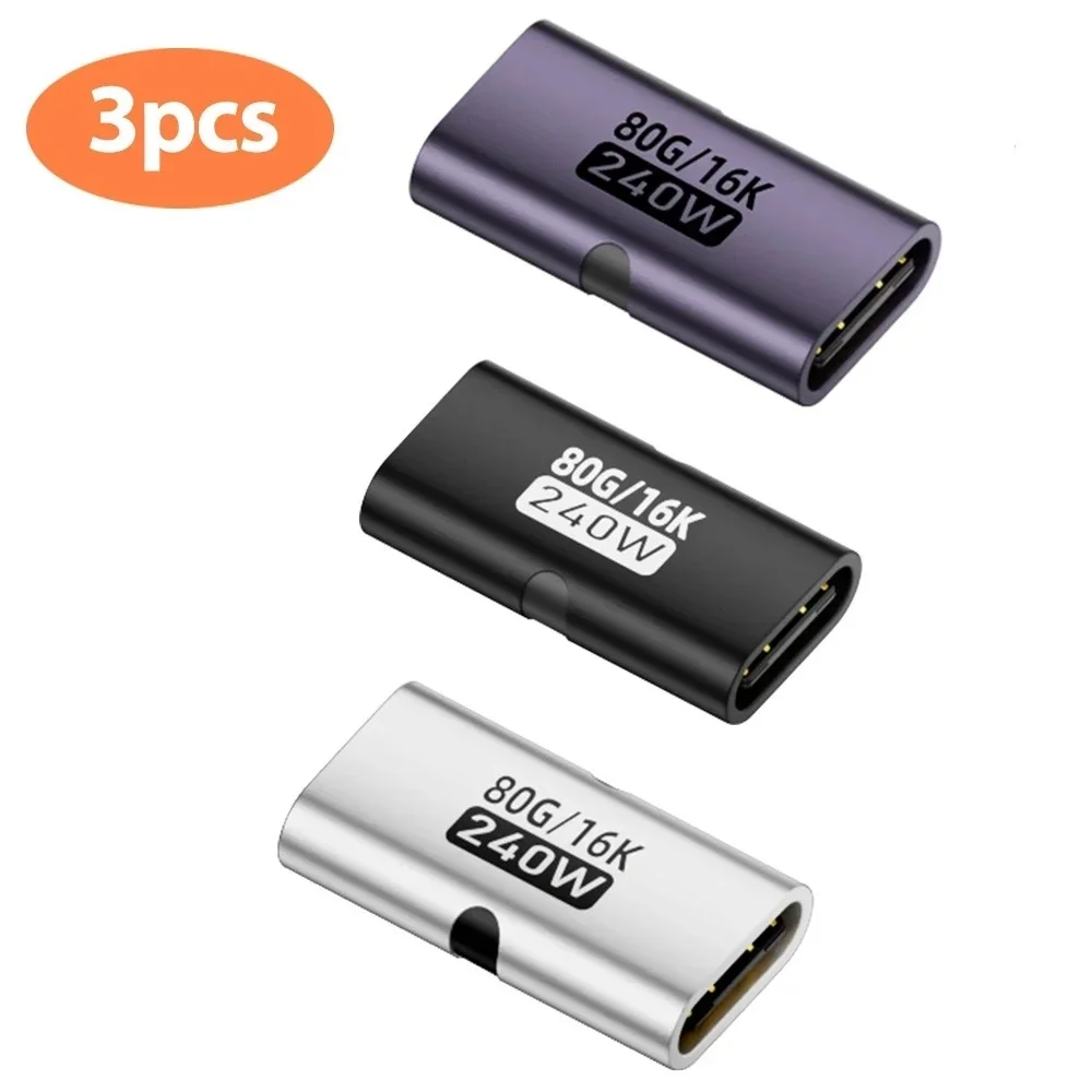 PD3.1 240W Type C Female to Type C Female Adapter 80Gbps High-Speed Data Transfer USB C To C Connector 16K@60Hz Video Converter